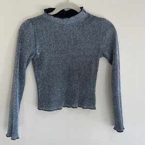 Forever 21 Metallic silver long sleeve top